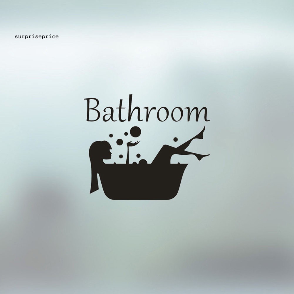 Nhãn dán trang trí cửa phòng tắm họa tiết cô gái đang tắm độc đáo