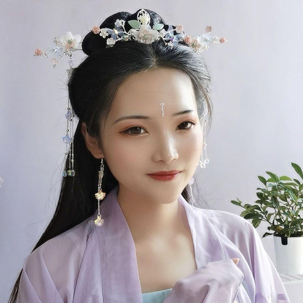 Bộ Trâm Cài Tóc + Bông Tai + Trâm Cài Tóc Phong Cách Trung Hoa Cổ Điển Thời Trang Cho Nữ