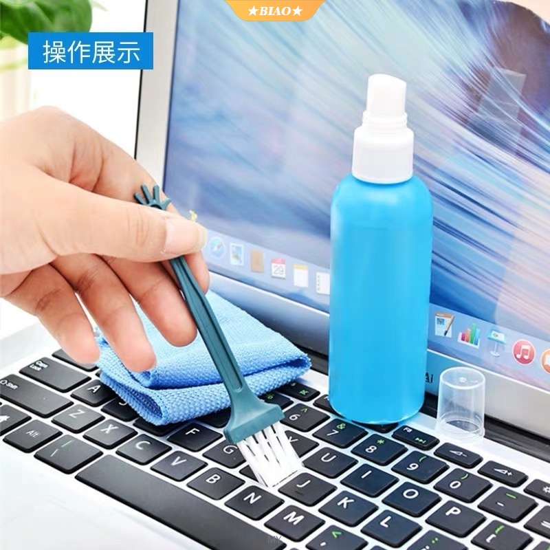 Set 1 Dung Dịch Vệ Sinh Màn Hình Laptop/Điện Thoại/iPad/Kính/Mắt Kính/Nhà Cửa + Bàn Chải Vệ Sinh Màn Hình