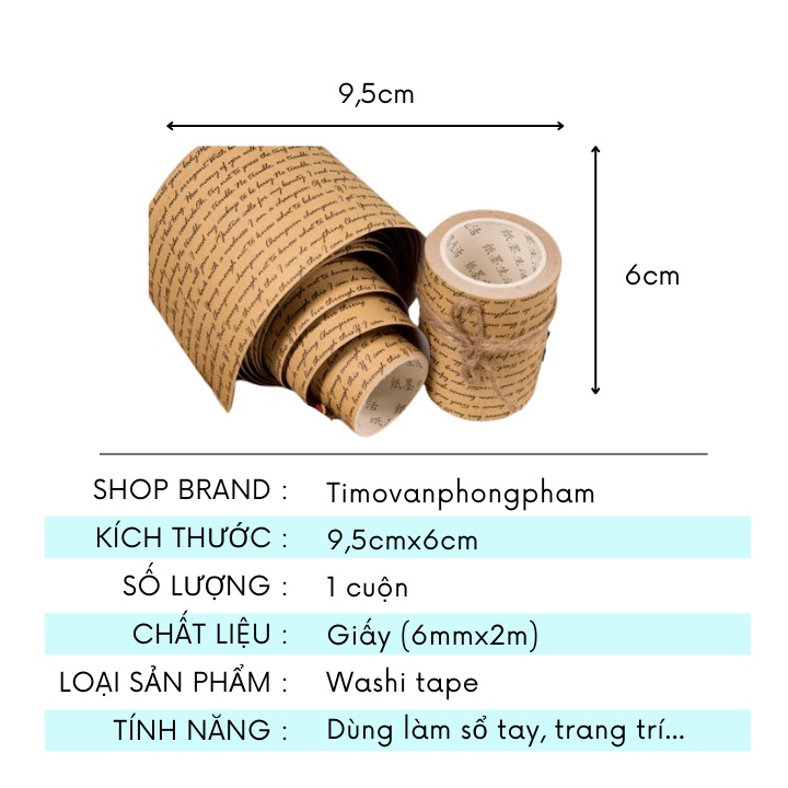 Washi Tape Set Giấy Kraft Nhiều Loại  Vintage Retro Cổ Điển Cuộn Sticker Dán Trang Trí WS31