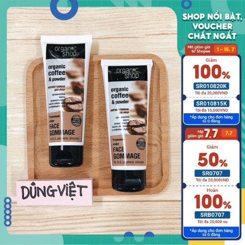 Tẩy da chết Mặt Organic Shop 75ml -