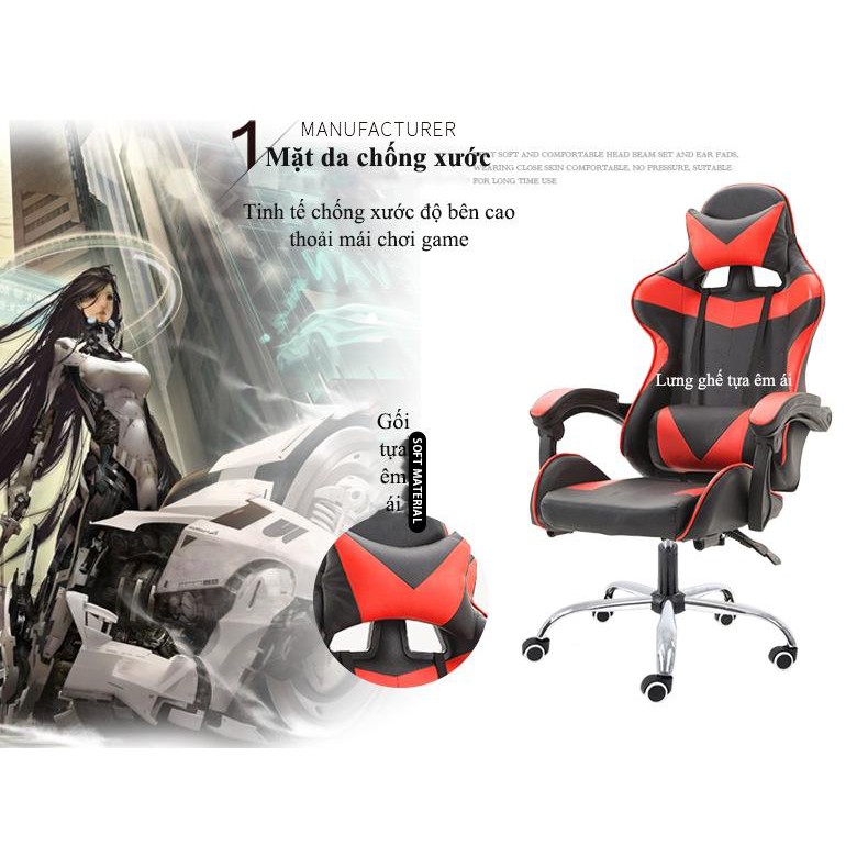 [HÀNG CHÍNH HÃNG] ghế gaming Ghế chơi game văn phòng cao cấp có thể nằm ngửa lưng đơn giản thời trang cá tính | BigBuy360 - bigbuy360.vn