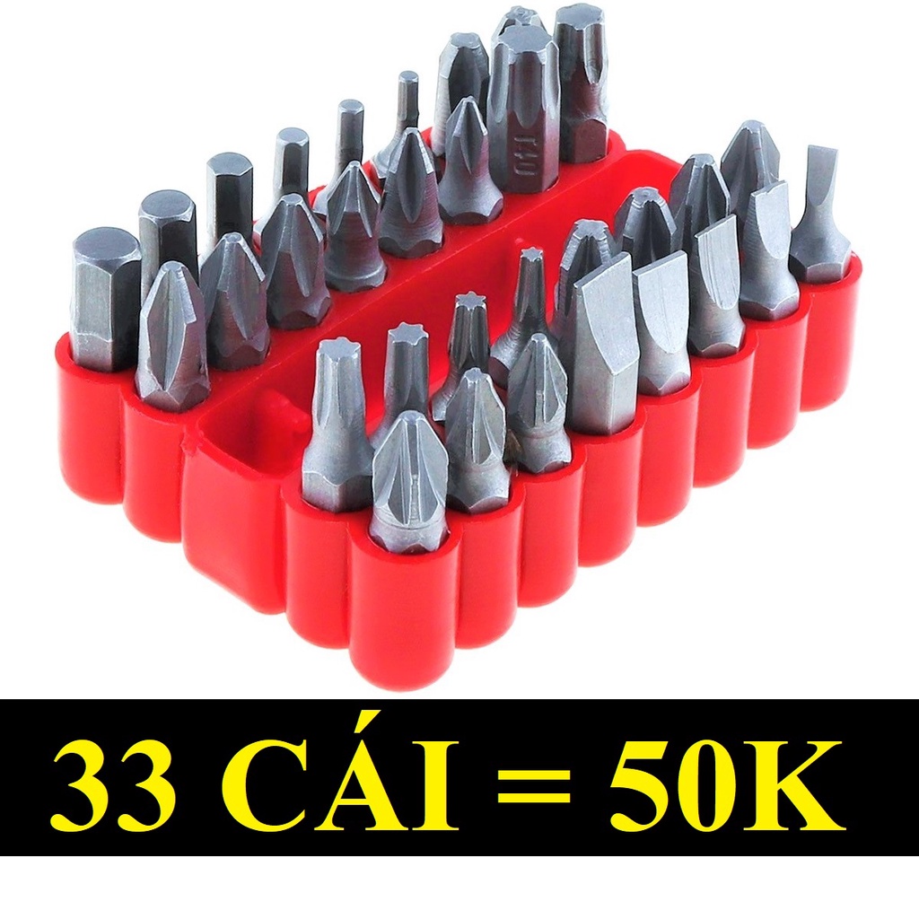 Bộ đầu vặn vít cho máy khoan chân lục giác 33 chi tiết hay bộ tua vít cho máy khoan