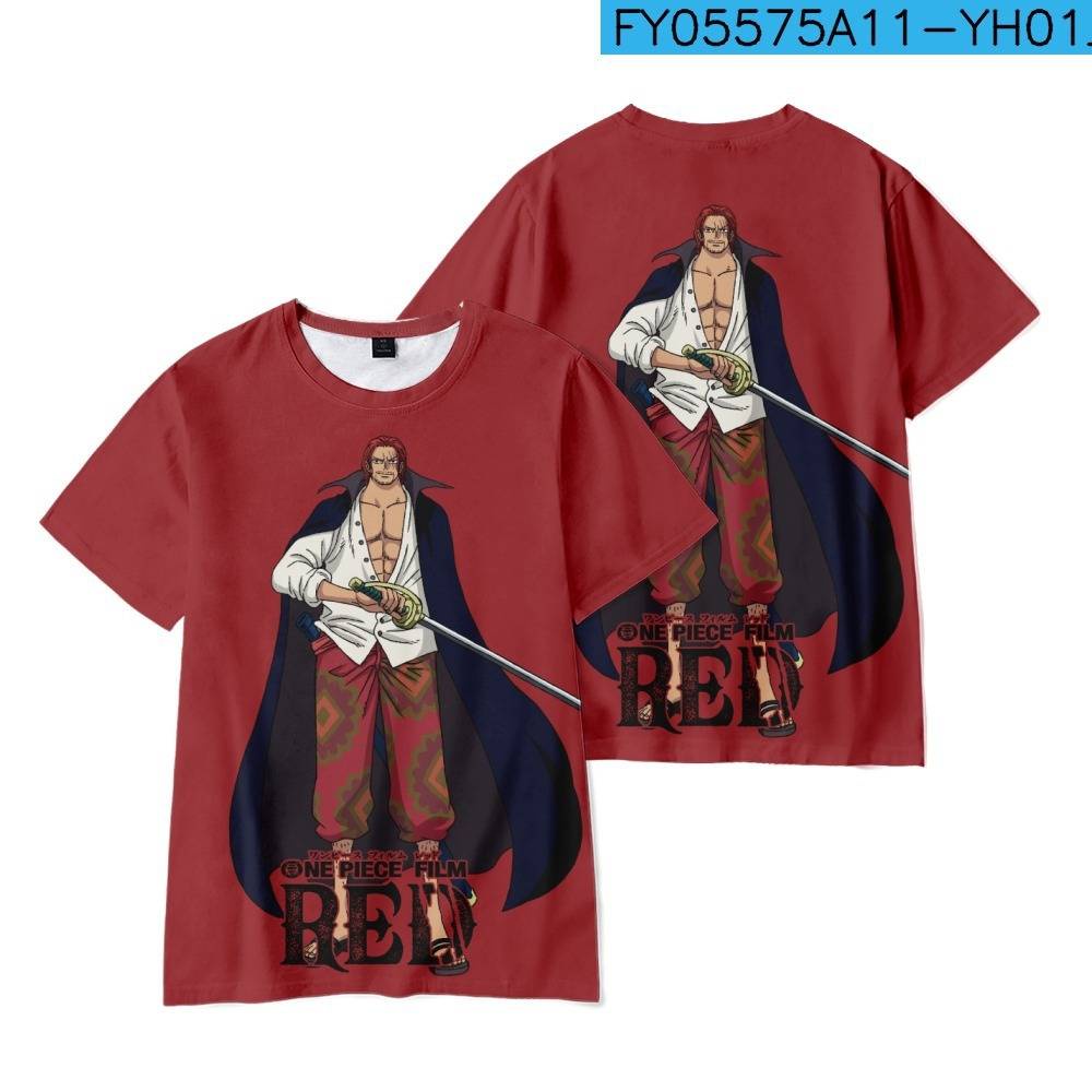 Hobby Anime ONE PIECE Áo Thun Tay Ngắn Dáng Rộng Màu Đỏ Hóa Trang Nhân Vật Luffy Uta Shanks