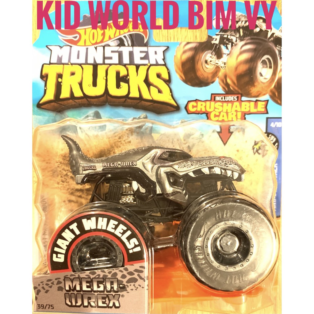 Xe mô hình Hot Wheels Monster Trucks Crushable Car Giant Wheels Mega-Wrex GJF20.