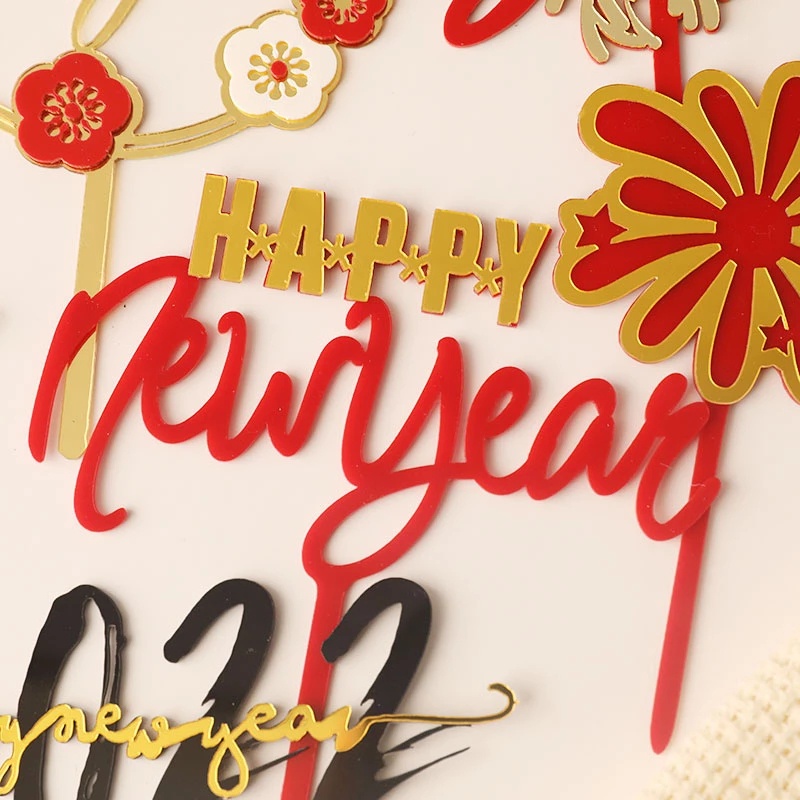 Set 2022 phụ kiện cắm trang trí bánh kem mừng năm mới/sinh nhật/sự kiện