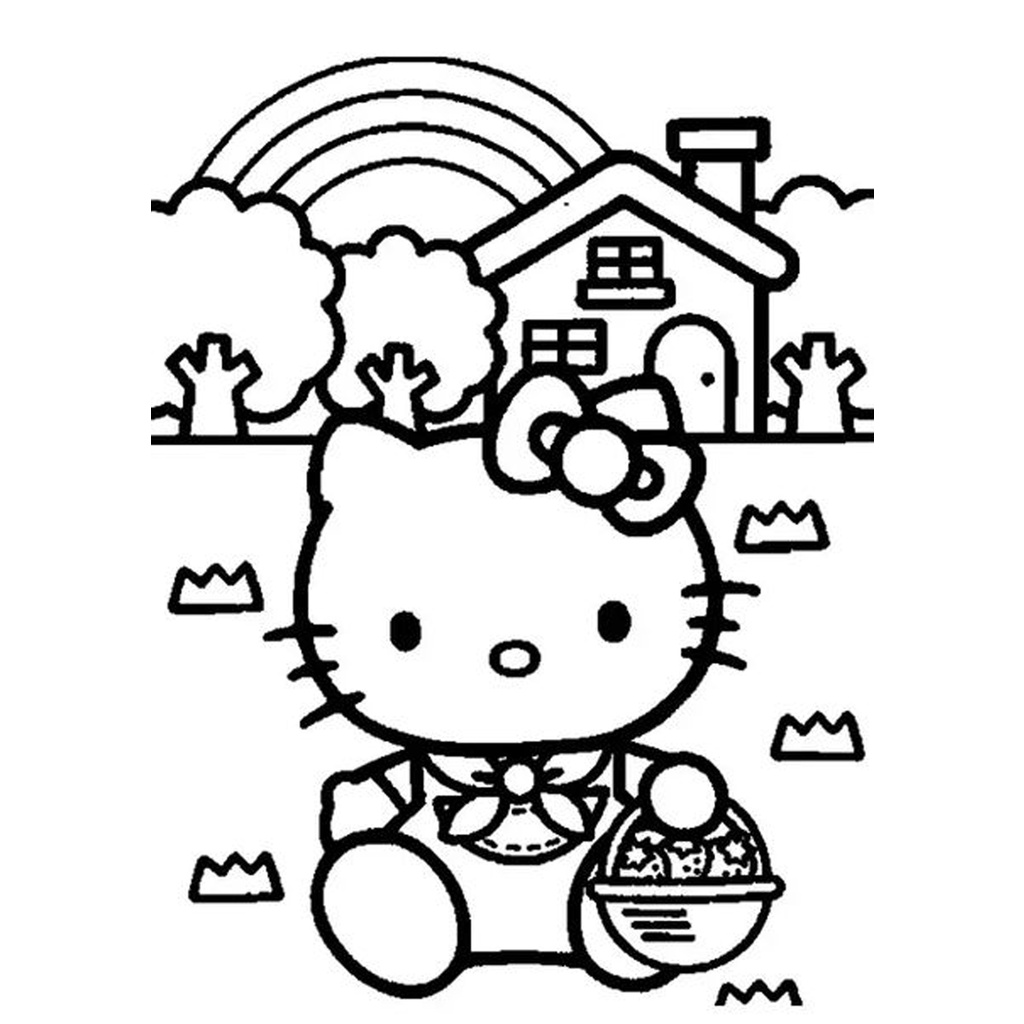 Bộ Tranh tô màu, màu nước KITTY cho bé tập sáng tạo