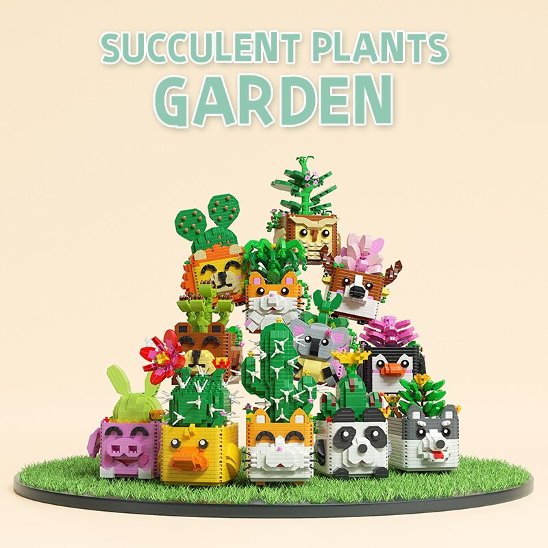Bộ Đồ Chơi Lắp Ráp Lego Hình Chậu Cây/Hoa/Động Vật Độc Đáo DIY