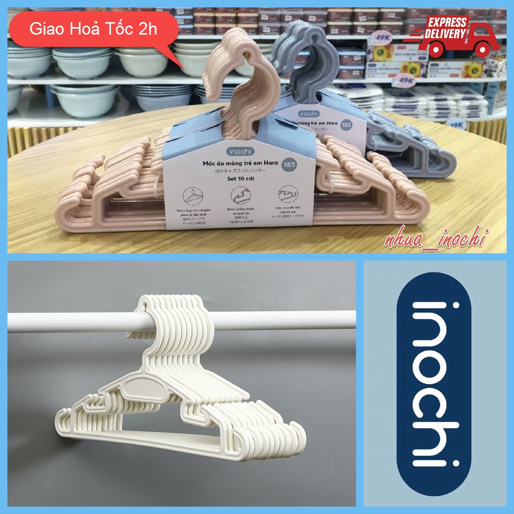 Set 10 Móc treo quần áo trẻ em Inochi (MA185) - phù hợp treo quần áo trẻ em, trẻ sơ sinh [giao hoả tốc 2H]