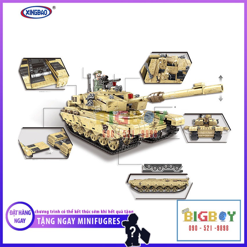 Lego Xe Tăng Bọc Thép Chiến Đấu Đồ Chơi Xing Bao 06021, 1340 PCS, Chất Liệu ABS Cao Cấp