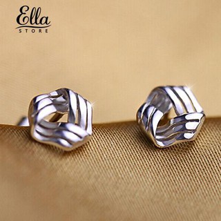 Ellastore lady Triangle Streamlined 925 Sterling Silver Ear Studs Earrings