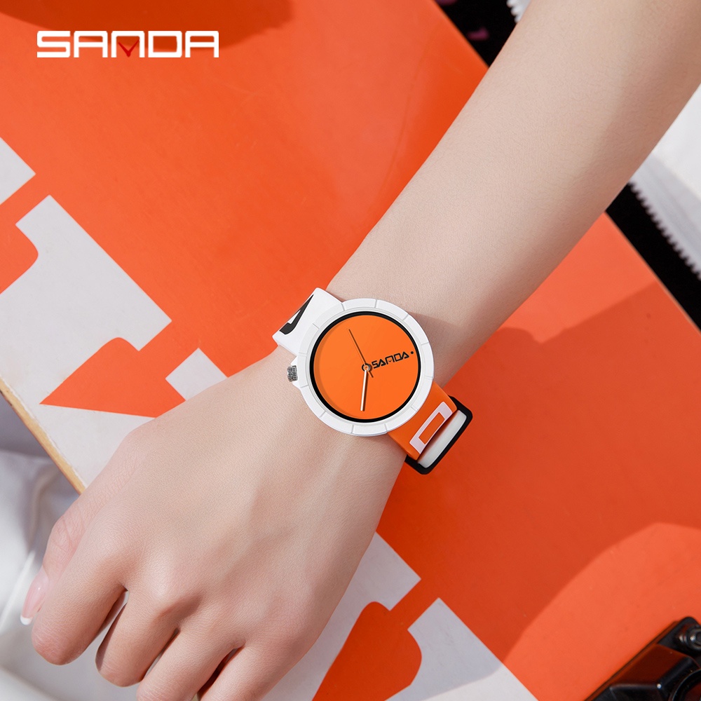 Đồng hồ thể thao Sanda 3204-6 chống thấm nước màu trơn thời trang cho nữ