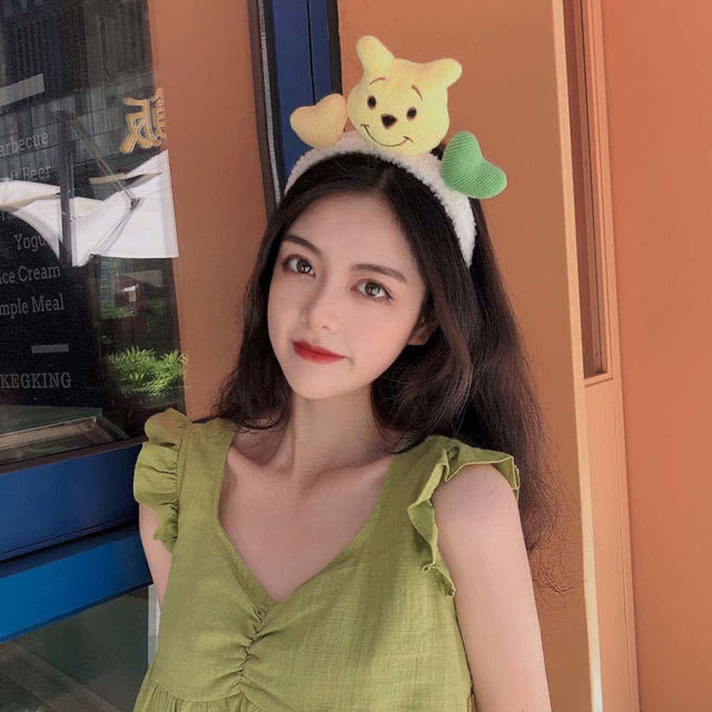 Băng Đô Cài Tóc 15H Phủ Lông Xù Kiểu Hoạt Hình Trái Tim / Voi / Gấu Đáng Yêu Chống Trượt Cho Nữ