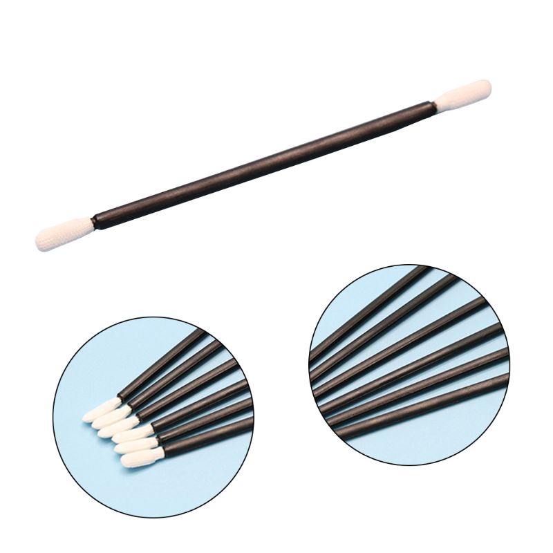Set 100 Tăm Bông Hai Đầu Bằng Polyester Màu Đen Không Bụi Tay Cầm Nhựa Dùng Cho Máy In Đầu