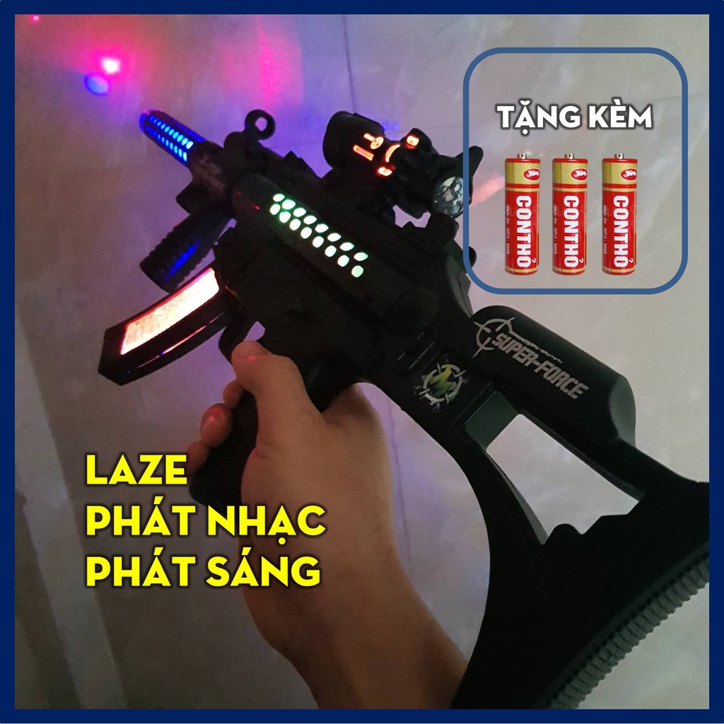 Đồ Chơi Cho Bé Súng Nhạc Phát Sáng Có Laze Nhựa ABS Dùng Pin (Tặng Kèm Pin)