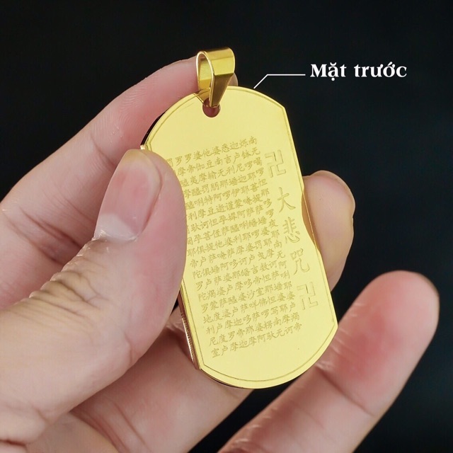 Dây chuyền titan mặt khắc chú đại bi