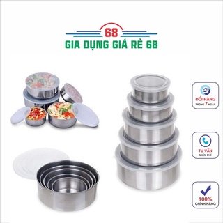 Bộ 5 bát inox cao cấp Kèm nắp đậy bảo quản, đựng đồ ăn tiện lợi
