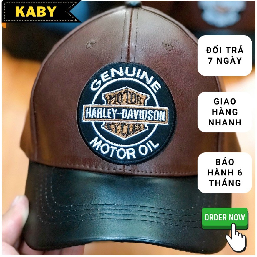 Mũ lưỡi trai ❤️ Nón kết da thêu chữ phong cách màu nâu form unisex nam nữ NK-015