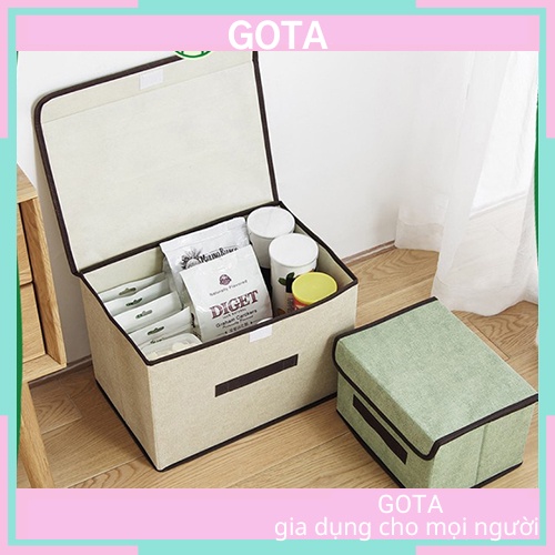 Hộp vải đựng đồ GOTA (Lẻ, combo 2) - Túi thùng đựng quần áo đồ lót đồ chơi bằng vải cứng, có nắp đậy không cần tủ