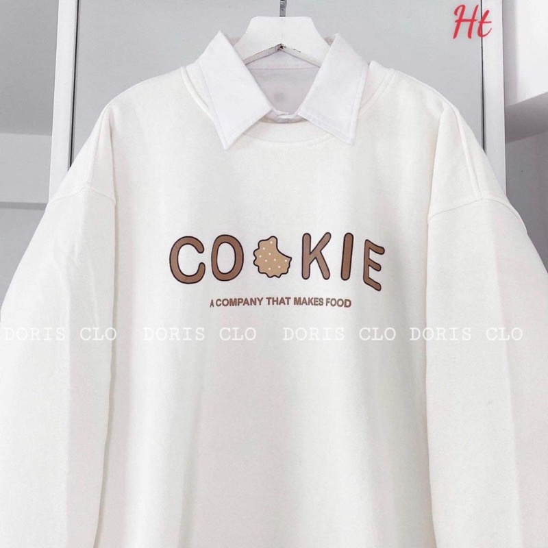 Áo nỉ cổ tròn Cookie bo gấu H2