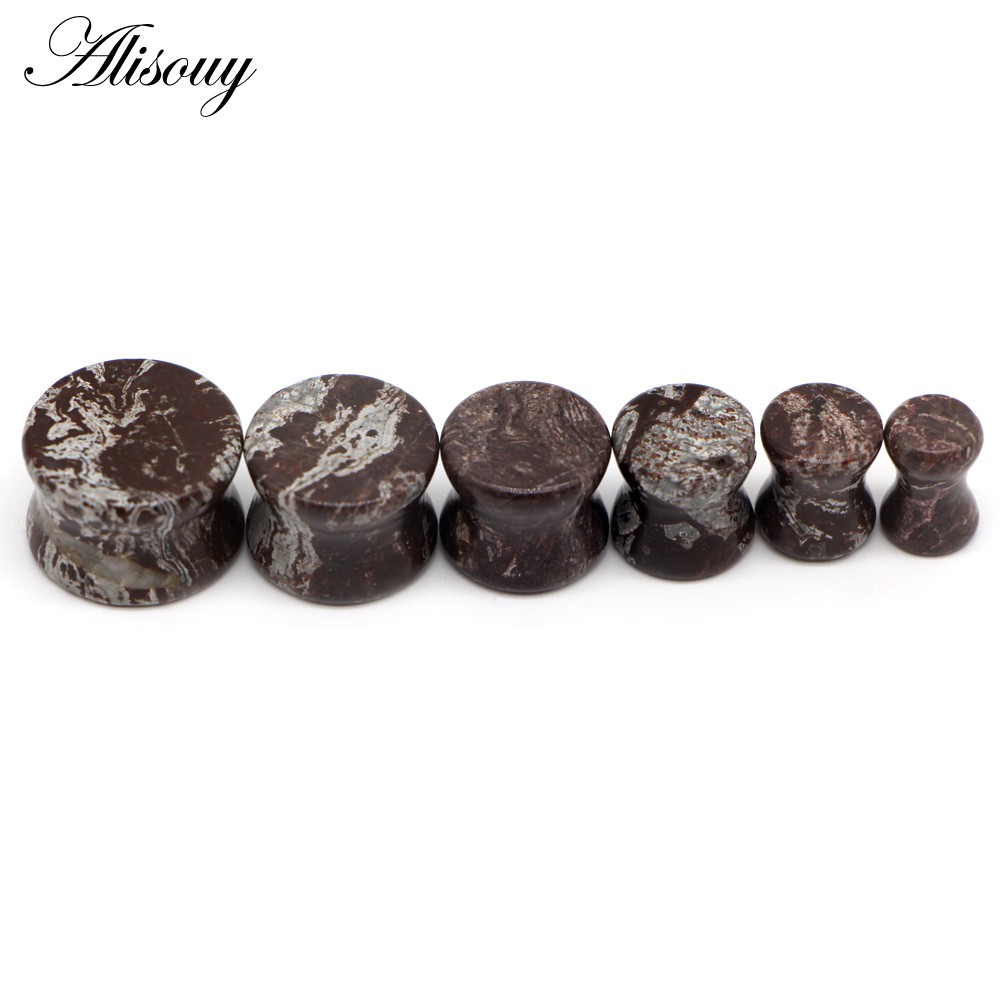 Alisouy Set 2 Khuyên Nong Tai Bằng Đá Tự Nhiên 6mm - 16mm Cá Tính