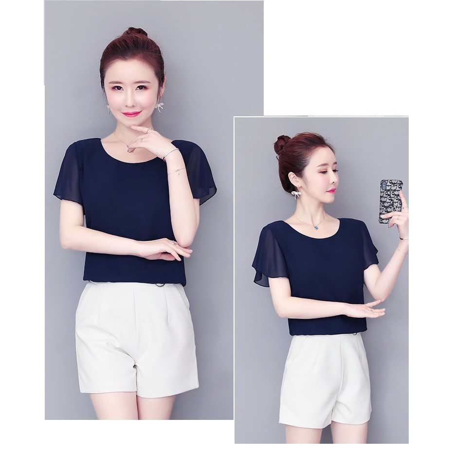 Áo Nữ GIÁ SỈ Kiểu Cổ Tròn Tay Ngắn - Vải Tằm Ý mềm rũ không nhăn | BigBuy360 - bigbuy360.vn