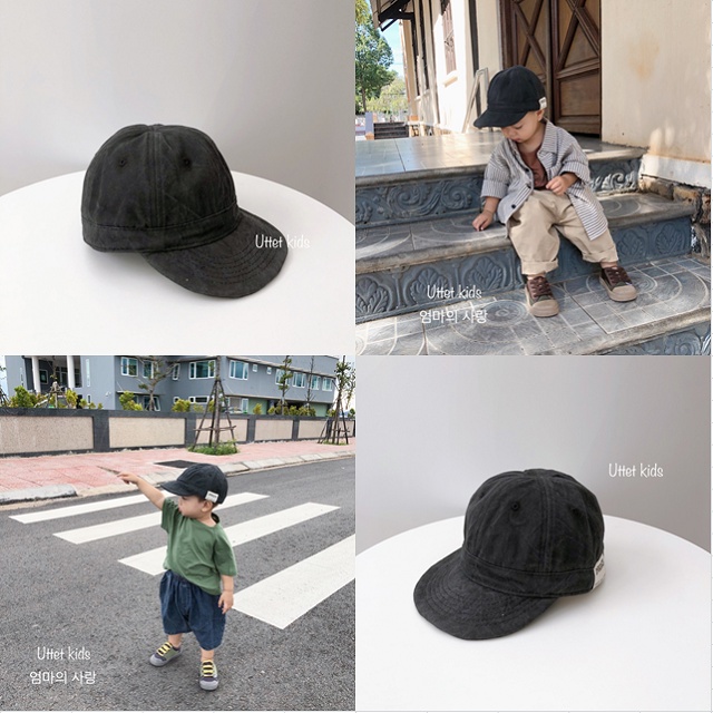 [Ảnh thật] Mũ lưỡi trai nhung thêu hàn quốc vành 50cm dành cho các bạn nhỏ từ gần 2 đến 5 tuổi