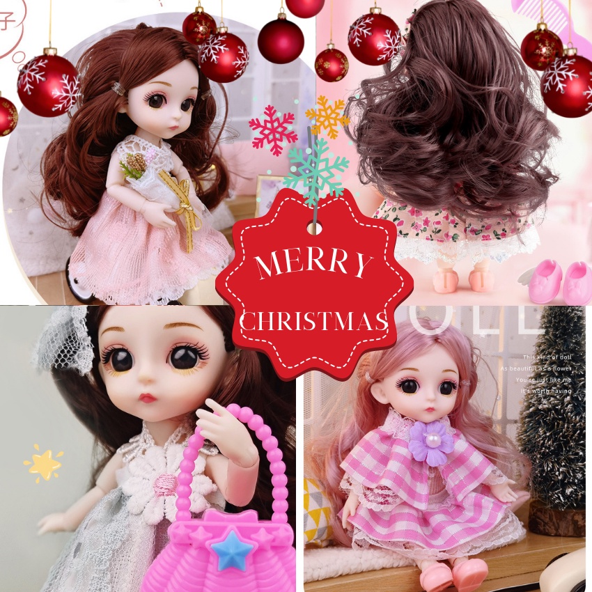 Đồ chơi búp bê barbie mini 16cm-Set 6 búp bê công chúa làm quà tặng giáng sinh noel ,sinh nhật bé gái-2KE KIDS