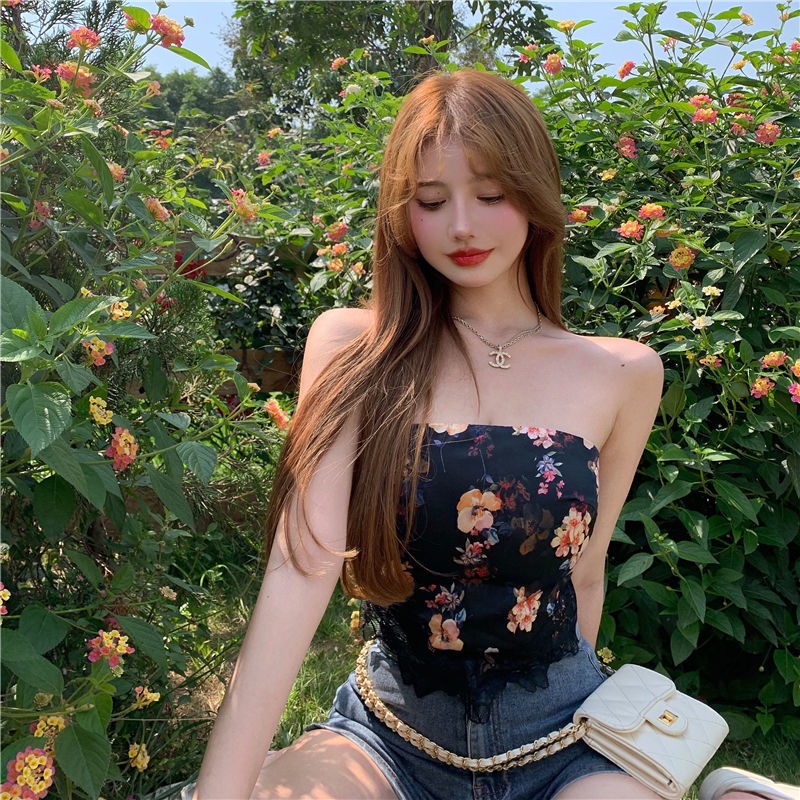 Áo Hai Dây Dáng Ngắn Họa Tiết Hoa Thời Trang Mùa Hè Quyến Rũ Cho Nữ