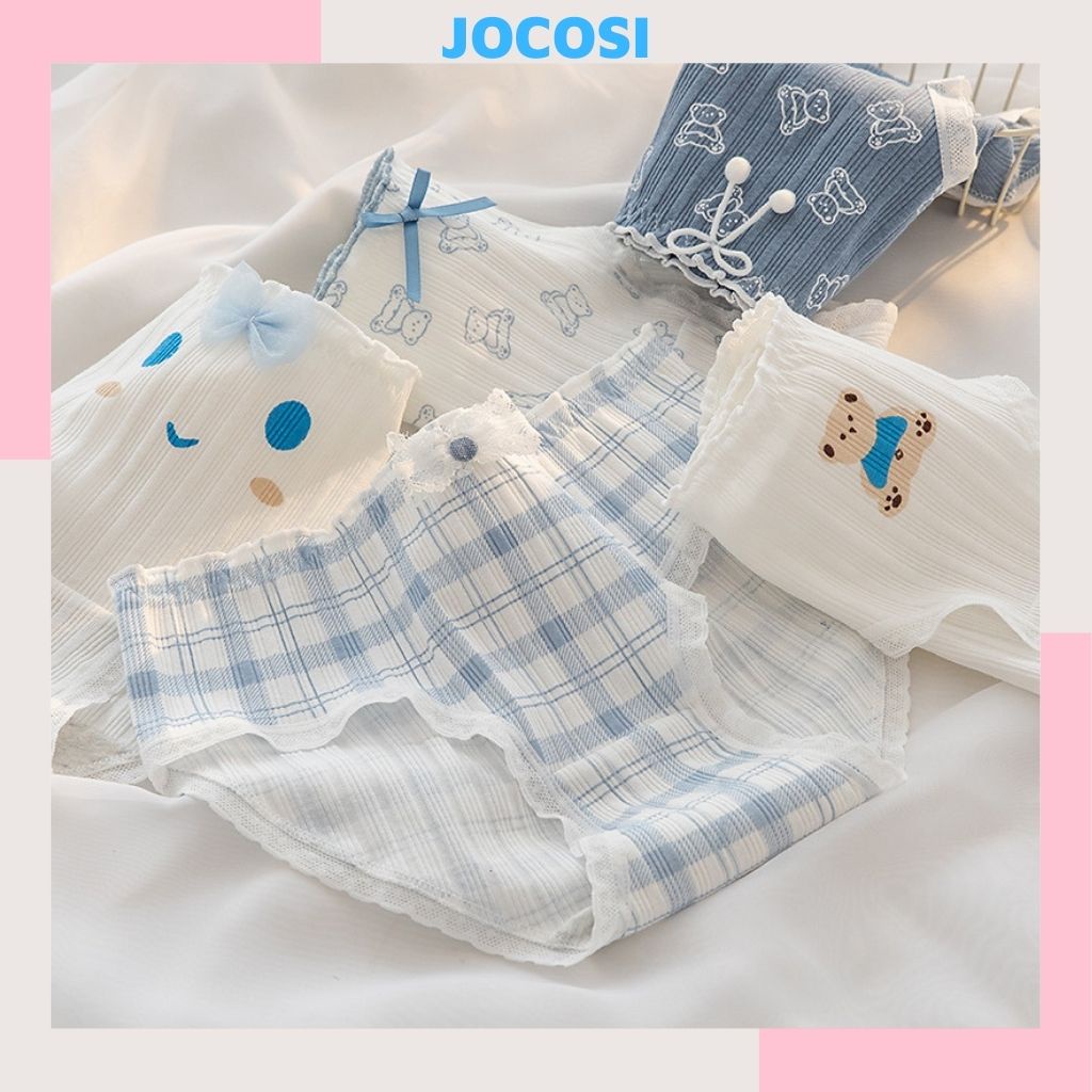 Quần lót nữ cotton ren viền tôn dáng gợi cảm, Quần chíp nữ đính nơ sexy quyến rũ họa tiết cute dễ thương JOCOSI L8035