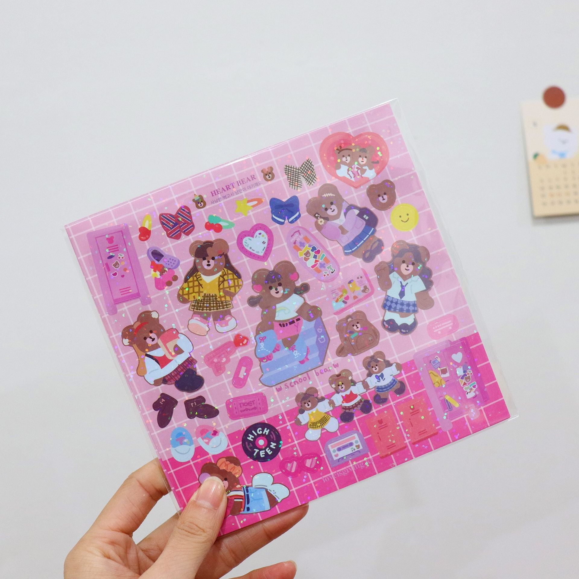 Korean glittering cute vintage bear sticker