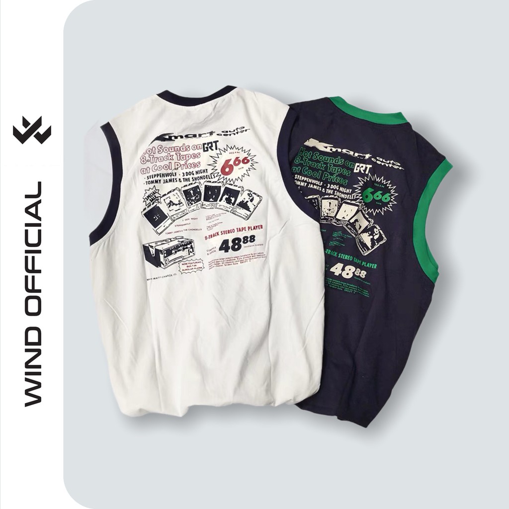 Áo thun ba lỗ WIND unisex form rộng sát nách cotton 466 thời trang nam nữ oversize