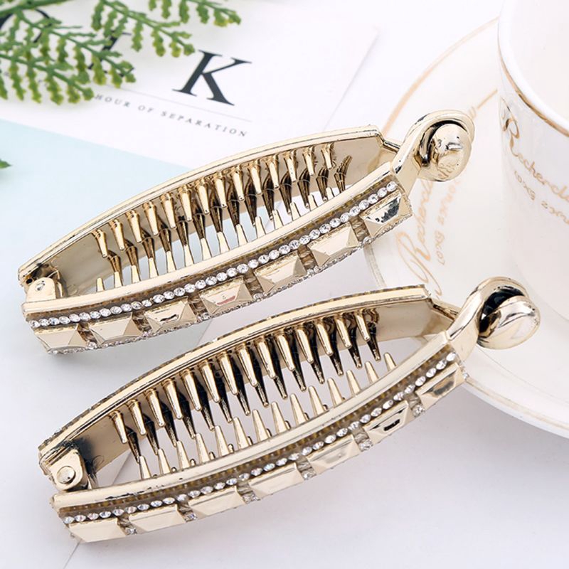 Kẹp tóc đính đá hình trái chuối xinh xắn dành cho nữ