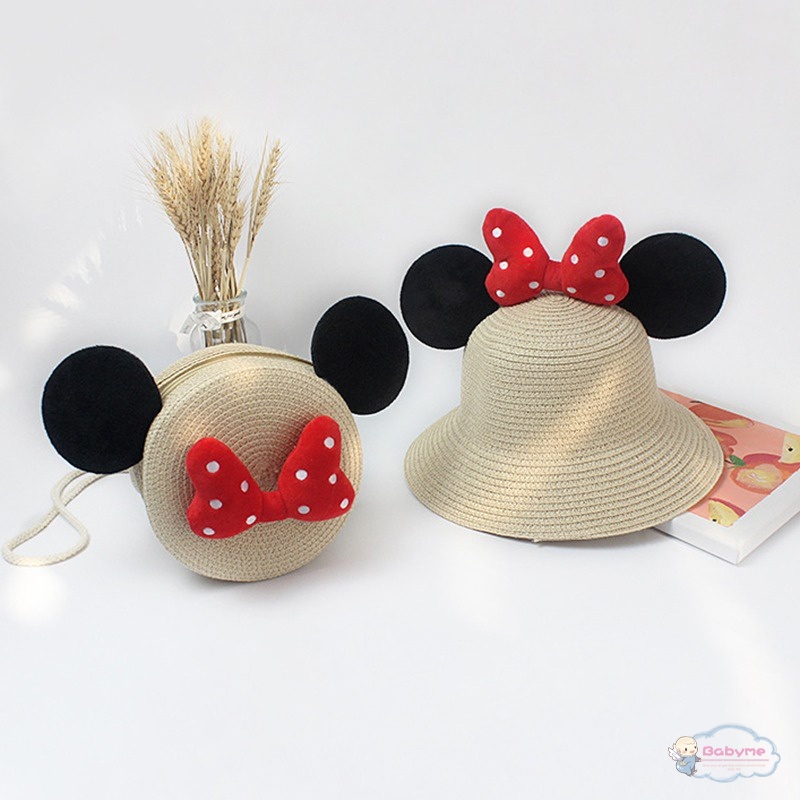 Set Mũ Rơm + Túi cói + Túi cói Chống Nắng Thời Trang Cho Bé Gái