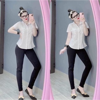 Áo sơ mi trắng đen ôm body siêu hot siêu xinh 2021