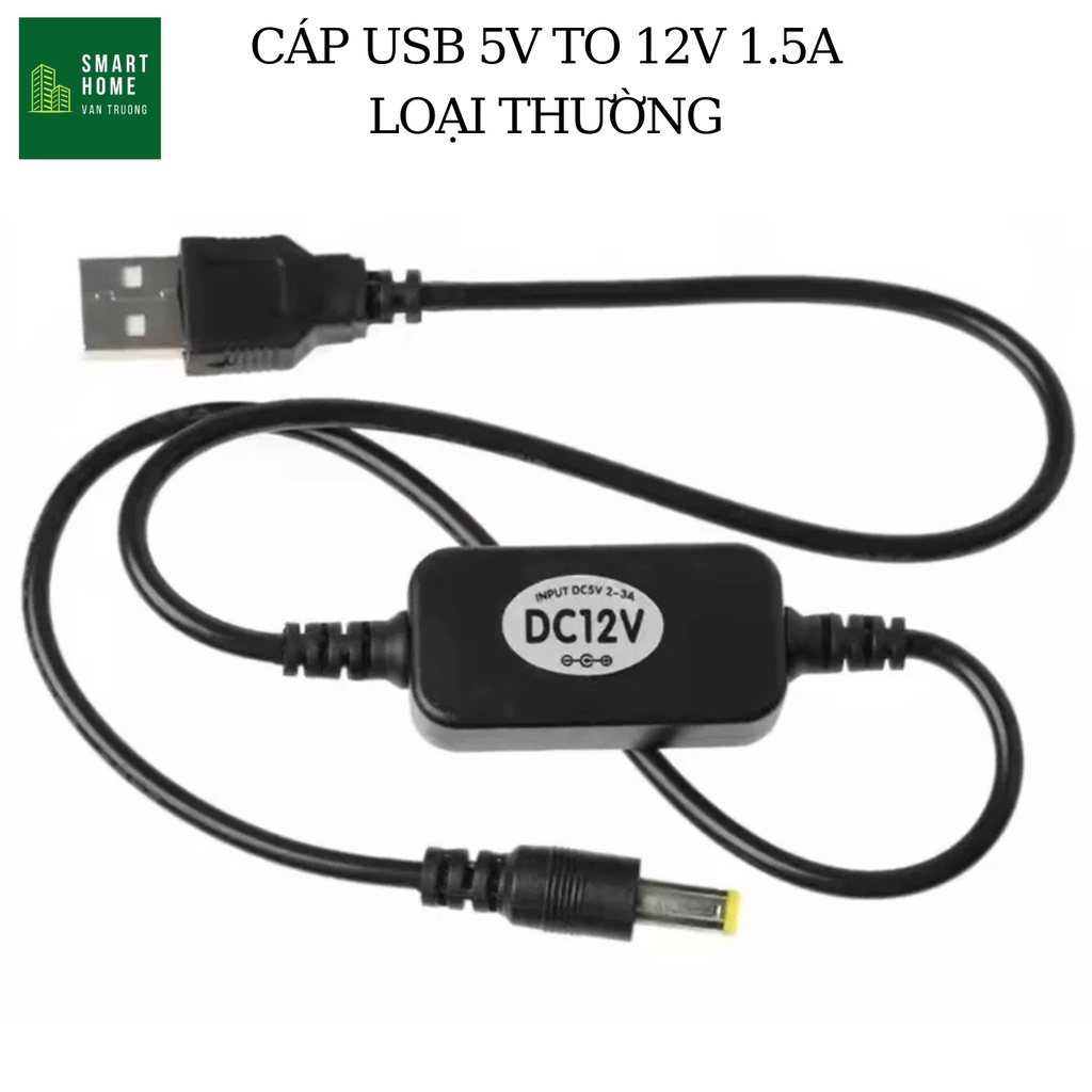 Cáp USB chuyển đổi 5V sang 12V - 1.5A chân 5,5mm x 2.1mm dùng Camera CCTV khi mất điện