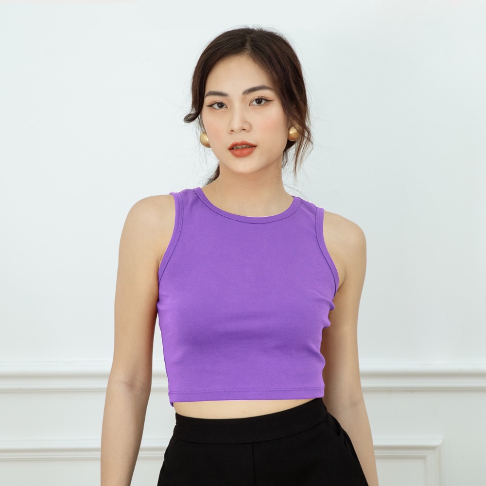 Áo Thun Croptop 3 Lỗ Thun Gân Thoitrang24h Nhiều Màu Phom ôm Sexy