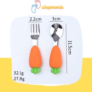 Thìa dĩa ăn dặm- muỗng ăn dặm inox cho bé Hello boby - set muỗng nĩa ăn dặm SHOP MẸ MIN