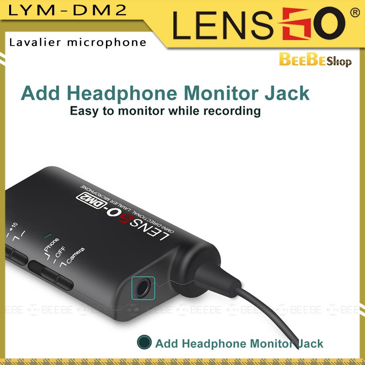 Lensgo LYM-DM2 - Micro Lavalier Cài Áo Áo, Thu Âm Quay Phim, Phỏng Vấn, Làm Vlog (6m)