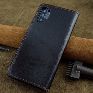 Bao Da Samsung Note 10 Plus Handmade Cổ Điển Da Bò Thật