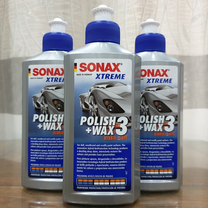 Dung Dịch Đánh Bóng - Xóa Xước - Bảo Vệ Sơn Xe Ô tô Sonax Xtreme Polish And Wax 3 (250ml)202100.Lấy lại màu sơn bị trầy.