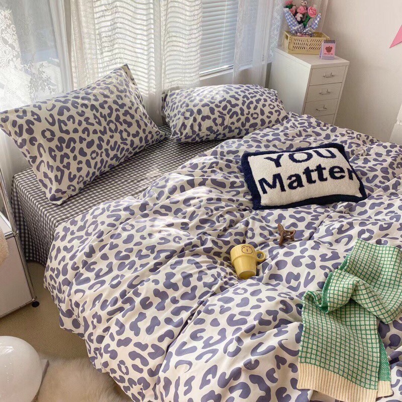 Chăn Ga Gối Đệm ❤️ cotton poly 5 món hè đủ size đệm họa tiết da báo miễn phí bo chun nhập khẩu hàn quốc Mượt Decor