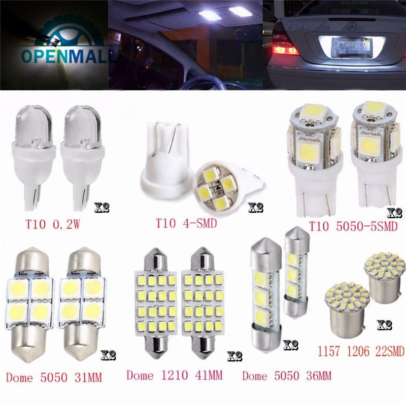 Set 14 đèn LED 115/T10/31MM/36mm gắn biển số xe hơi