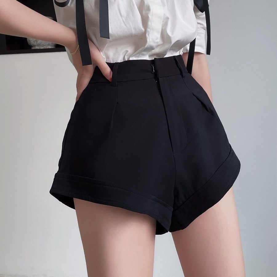 Bán Chạy!Quần Short Chữ A Lưng Cao Màu Đen Thời Trang Mùa Hè 2022 Cho Nữ