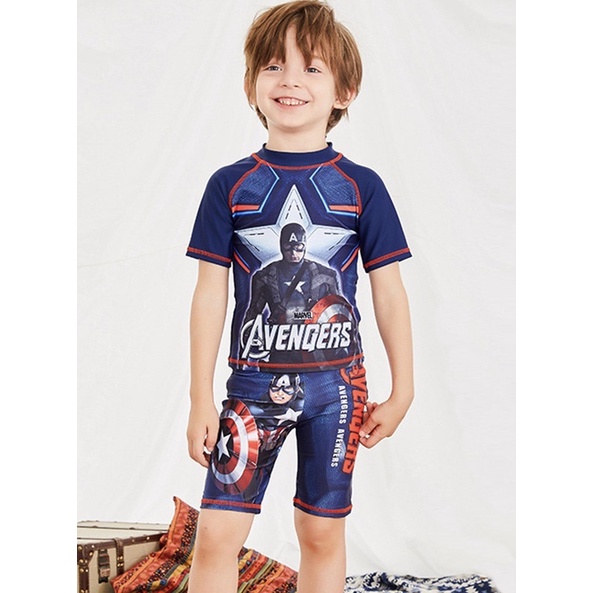 Đồ bơi bé trai siêu nhân đủ size tới 45kg, áo tắm 2 mảnh bé trai Avengers