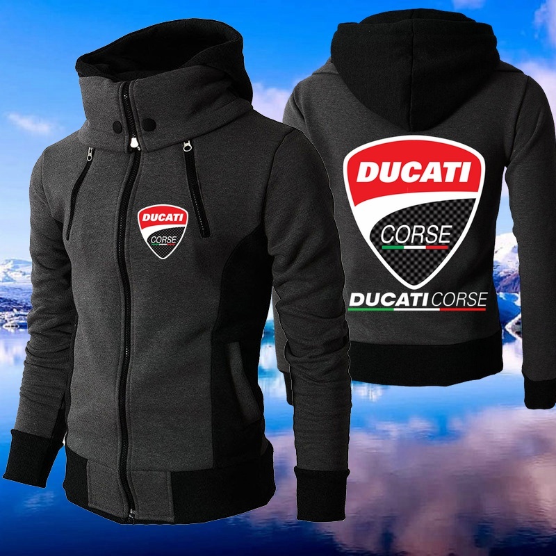 Áo Khoác Có Nón Trùm Đầu Cổ Cao In Logo Ducati Corse Thời Trang Mùa Đông Cho Nam