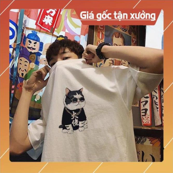 (SALE) FreeShip Đơn 50K ⚡️Siêu Phẩm⚡️ Áo thun nam nữ unisex tay lỡ in hình ông trùm mèo đẹp vải dày mịn