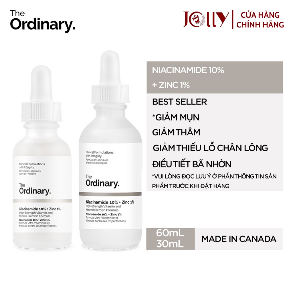 Tinh chất Dưỡng Serum The Ordinary Niacinamide 10% + Zinc 1% Mờ Thâm, Cấp Ẩm, Dưỡng Trắng
