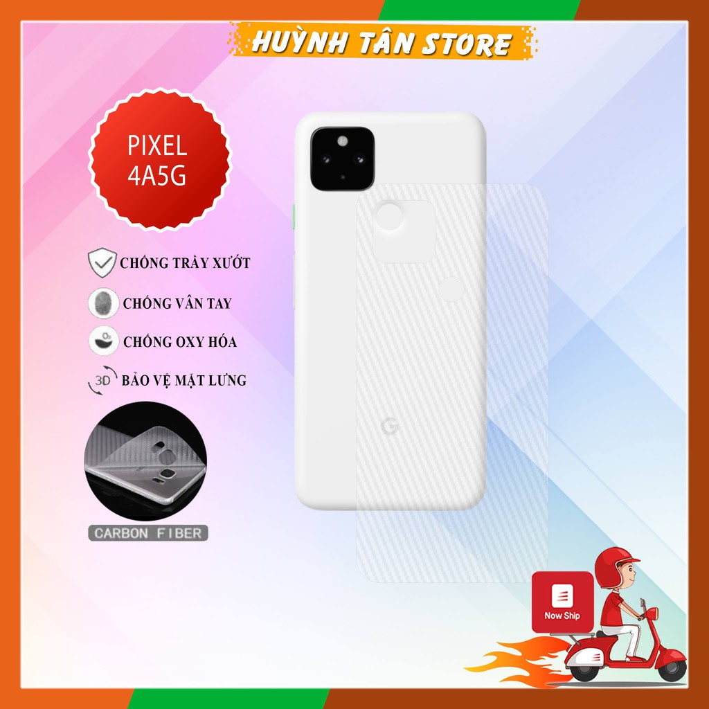 Miếng dán decal carbon mặt sau Pixel 4A 5G chống trầy mặt lưng, chống bám vân tay