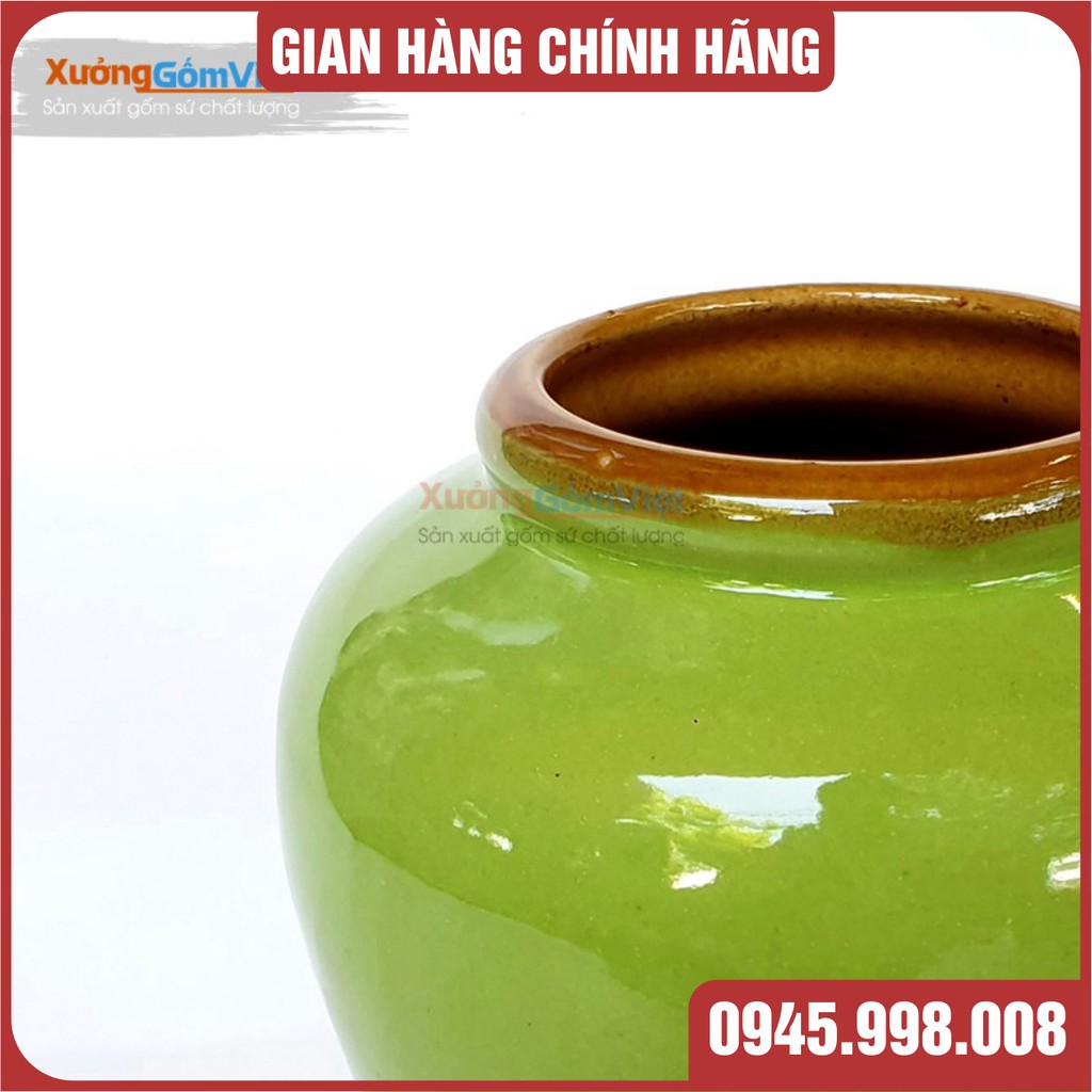 Lu sứ màu xanh đọt chuối non dung tích 400ml - hàng thủ công gốm BÁT TRÀNG - XƯỞNG GỐM VIỆT